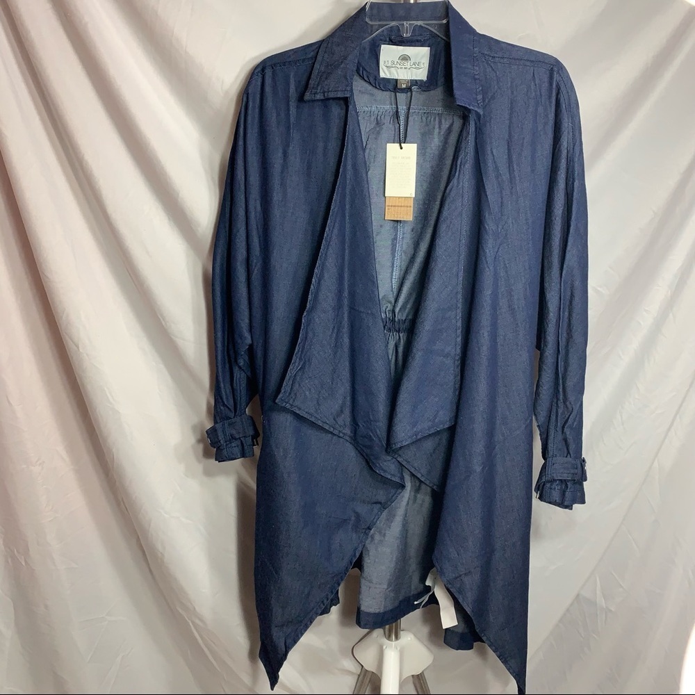 1 Sunset Lane Lightweight Denim Oversized Open Jacket - Picture 3 of 14